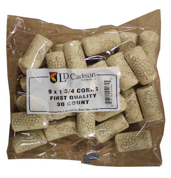 9X1 3-4 FIRST QUALITY STRAIGHT WINE CORKS 44 X 23MM 30-BAG