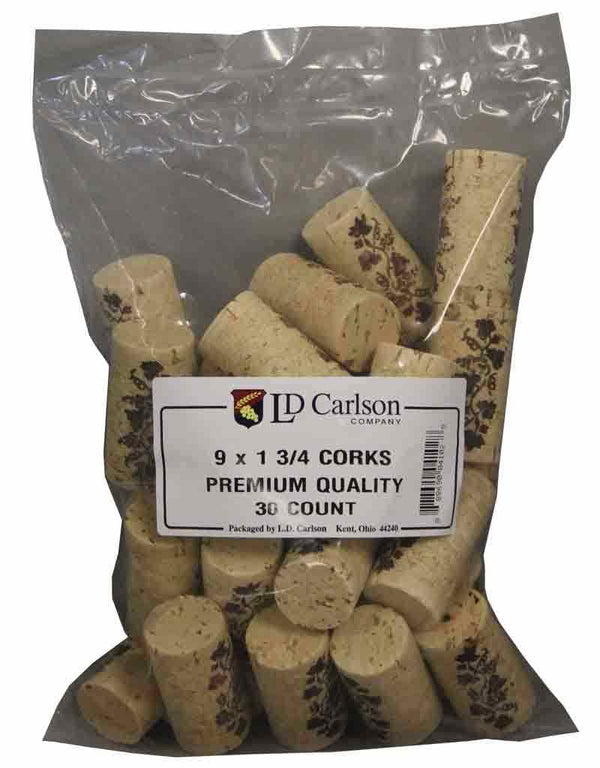 9X1 3-4 PREMIUM QUALITY STRAIGHT WINE CORKS 30-BAG