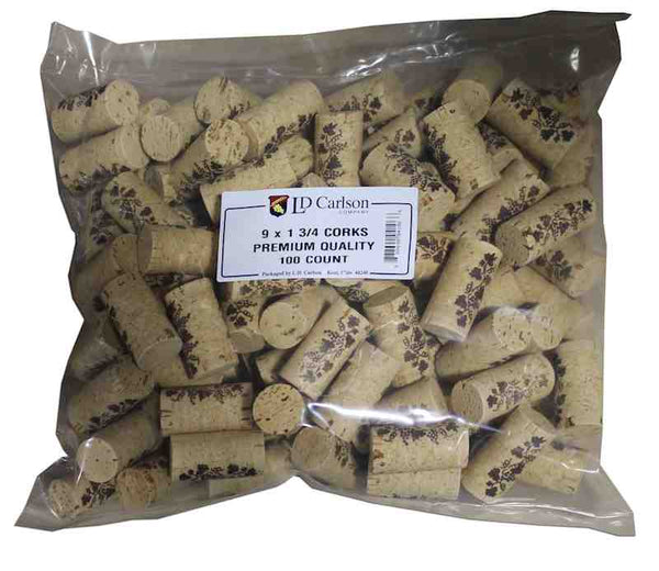 9X1 3-4 PREMIUM QUALITY STRAIGHT WINE CORKS 100-BAG